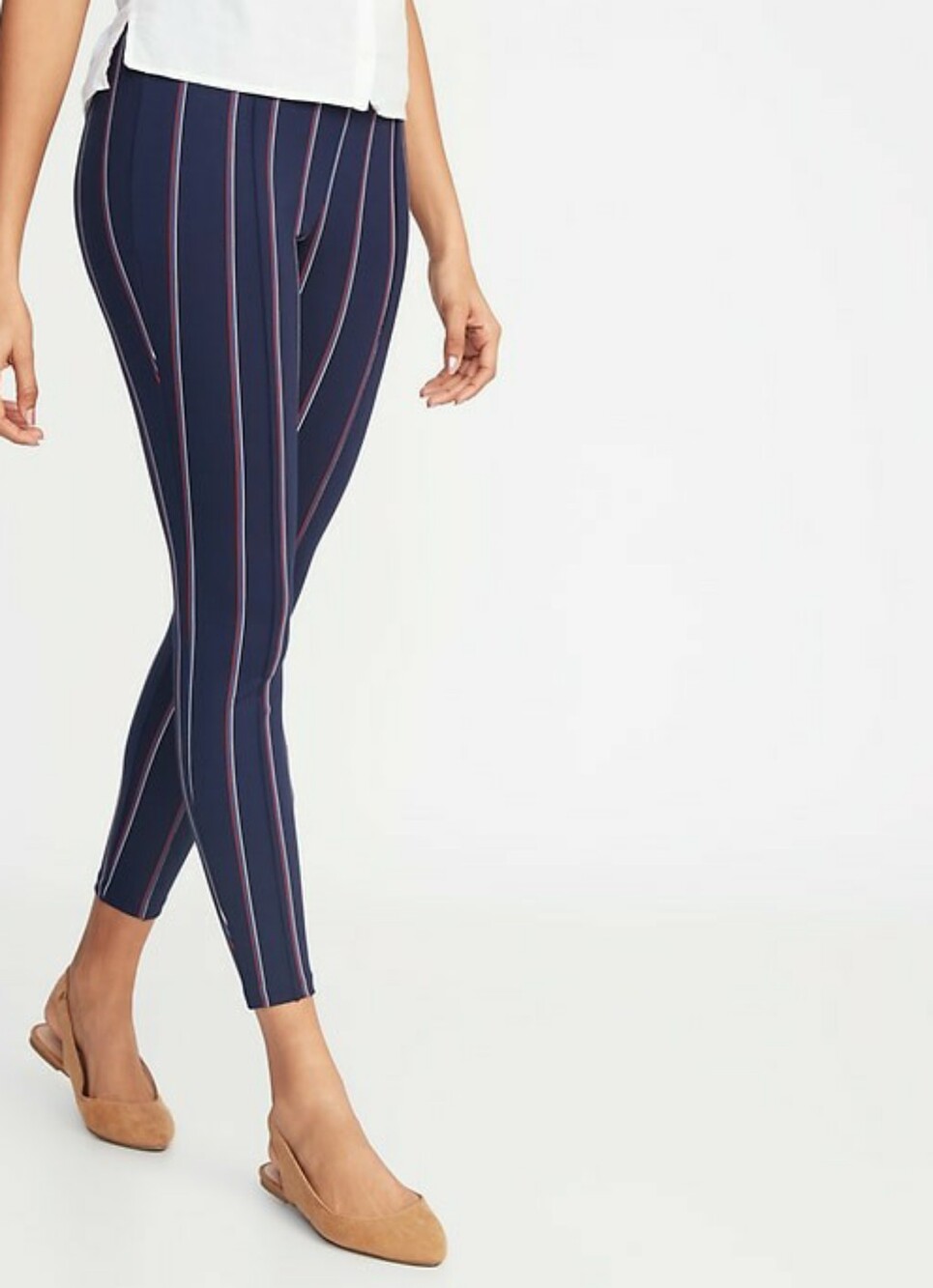 Old Navy Stevie Navy Blue Pinstripe Ponte Knit High Waisted  Leggings Size Large